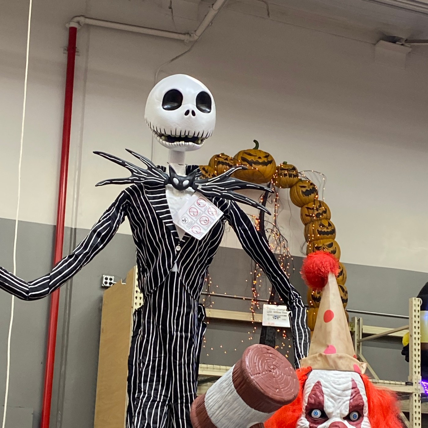 A giant Jack Skellington lawn decoration.