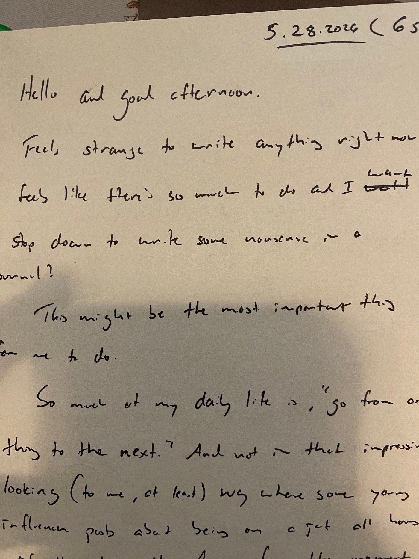 The inside of a leather journal with the inane ramblings of a very tired stay-at-home dad.