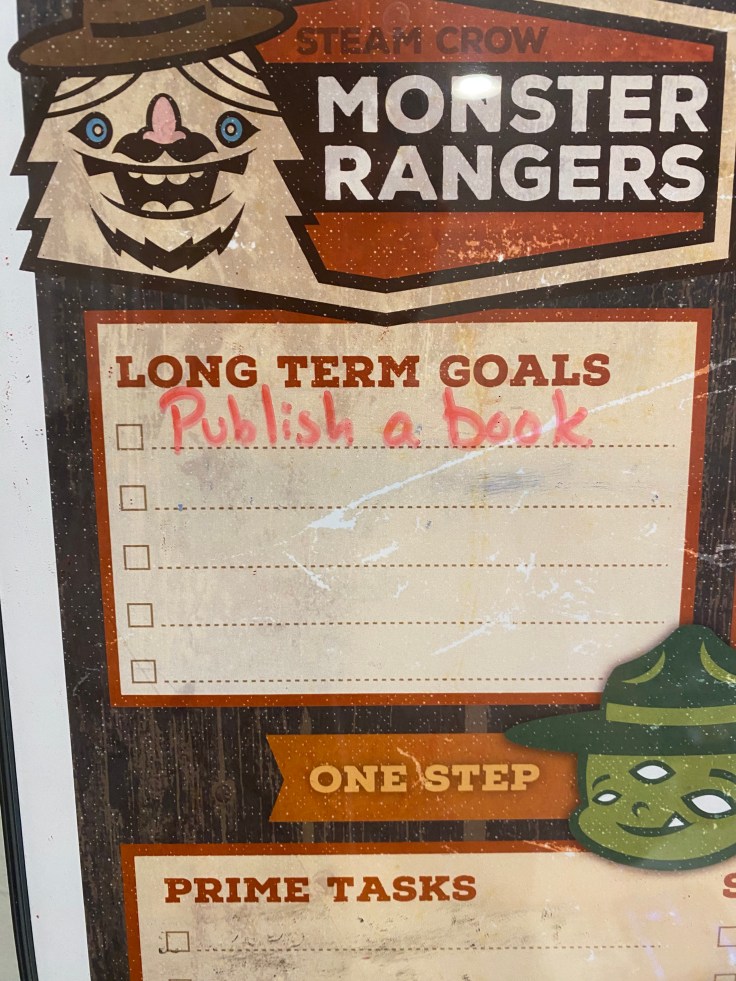 The task planner with a long term goal of "Publish a book" written in.
